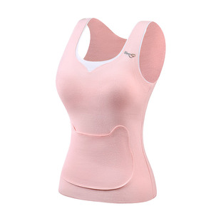 发育期少女保暖背心带胸垫德绒发热大童初高中学生女孩内衣秋冬季