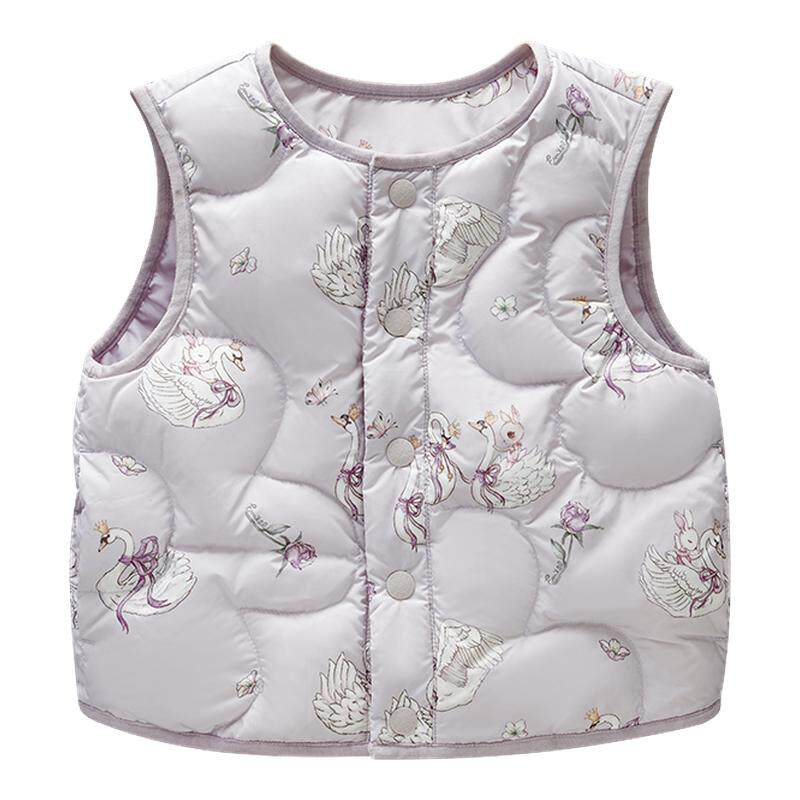 嫚熙童装儿童羽绒马甲95白鹅绒服婴儿保暖宝宝外穿轻薄女童背心冬