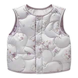 嫚熙童装儿童羽绒马甲95白鹅绒服婴儿保暖宝宝外穿轻薄女童背心冬