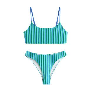 walkingChic粉色比基尼泳衣女分体新款高级感三点式小胸聚拢泳装