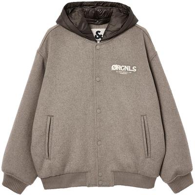 杰克琼斯男装冬季毛呢大衣夹棉可拆卸连帽棒球领含羊毛通勤风外套