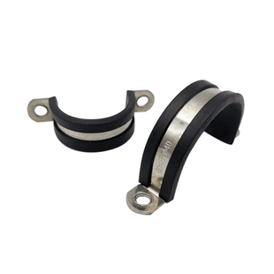 304不锈钢带胶条骑马卡U型管卡抱箍马鞍卡电缆卡箍固定夹中央空调