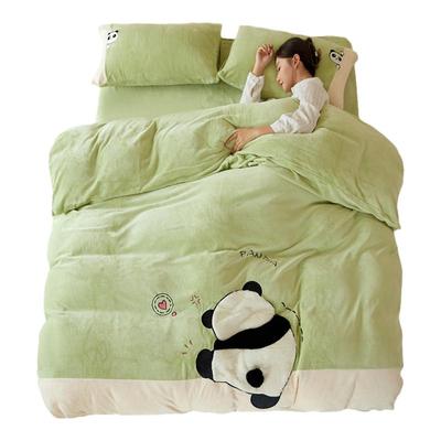 双拼工艺+毛巾绣冬季加绒四件套