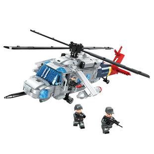 沃马飞机积木军事种马大型运输直升机拼装模型男孩子益智儿童玩具