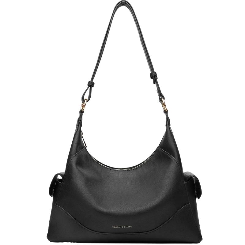 稻草人大容量纯色通勤时尚腋下包