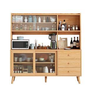 实木餐边柜高柜一体靠墙北欧酒柜实木客厅多功能碗柜储物柜茶水柜