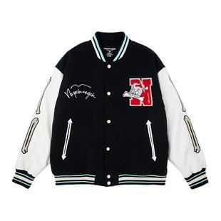 NPNG26新年新衣刺绣红色棒球服男潮牌开门红撞色夹克秋冬宽松外套