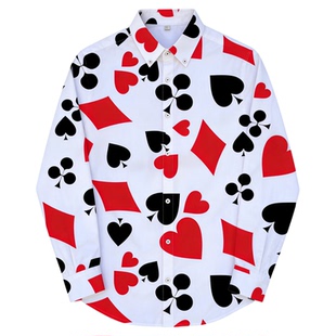 Men's Poker Digital Printed Shirt男士扑克牌数码印花长袖衬衫