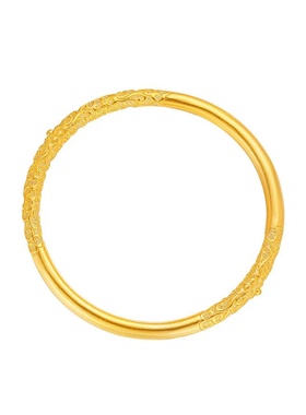 周家同款古法紫荆花卷草纹手镯