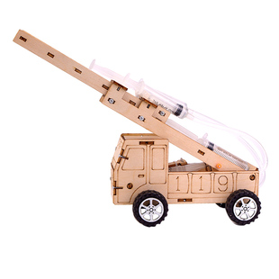 儿童科技小制作液压云梯消防车模型手工材料包物理科学小学生自制