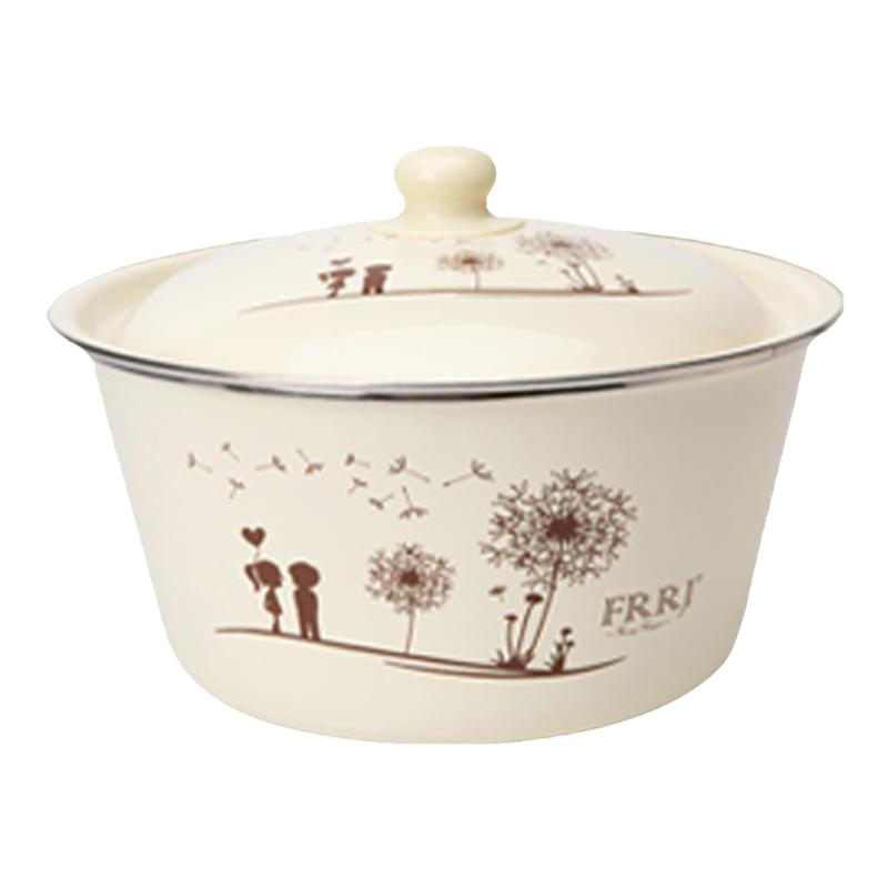 加厚食品级搪瓷盆猪油罐家用带盖和面专用盆老式大汤碗备菜蒸菜碗