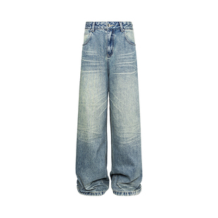 FORNINES美式复古阔腿牛仔裤男女潮牌裤子宽松休闲直筒裤春秋长裤