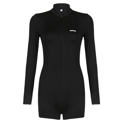 Casual zipper long sleeved jumpsuit休闲拉链长袖连体裤