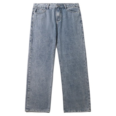 KZH真维斯港风加绒牛仔裤男秋冬新款宽松直筒裤加厚阔腿休闲长裤