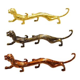 安徽歙县高档文房四宝纸墨笔砚书法国画专用磨墨中小楷毛笔仿古实心黄铜笔架笔挂笔托笔舔笔搁笔山走虎铜笔架