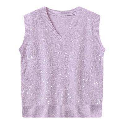 播休闲灰色气质无袖针织衫女秋冬宽松背心DDS4SD5203