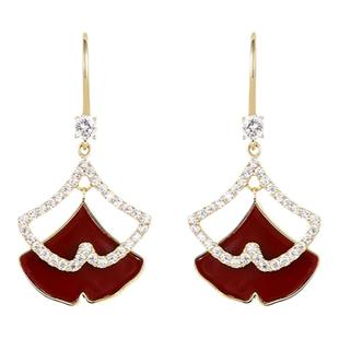 卡洛美银杏叶耳环女高级感气质大气个性时尚百搭耳饰港风耳钉女士