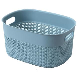 收纳筐杂物篮子藤编桌面零食整理框厨房衣物储物篮塑料长方形零食