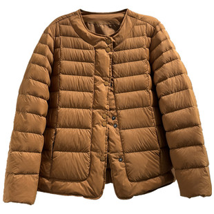 排骨羽绒服女2025新款秋冬大码保暖轻便短款时尚圆领洋气鸭绒外套