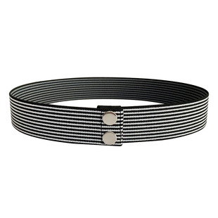 新品按扣松紧条纹腰带女宽百搭牛仔裤皮带隐形配裙子束腰显瘦腰封