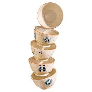 熊猫陶瓷米饭碗家用新款高颜值5英寸面碗好看的个人专用吃饭小碗