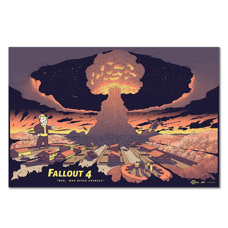 Fallout辐射4海报游戏周边装饰画科幻末世废土风个性挂画复古墙贴