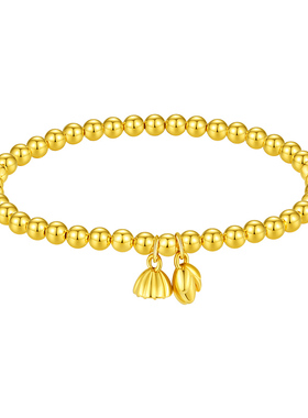 周大生黄金手串两世欢足金莲花莲蓬金珠手串送老婆妈妈节日礼物