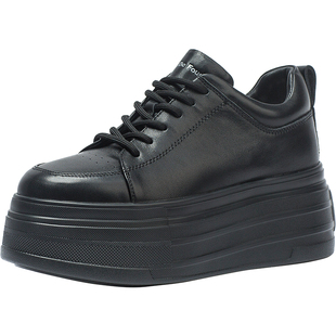 CDF女鞋2025春季新款百搭真皮厚底松糕板鞋简约增高小白鞋休闲鞋