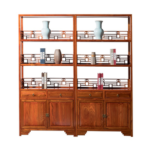 书架货架博古架实木中式茶叶架茶壶架茶饼架多层置物架展示柜红木