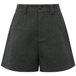 朵以2025冬季新款通勤气质简约藏胯显瘦高腰A字阔腿靴裤毛呢短裤