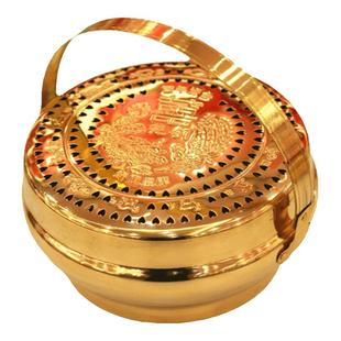 铜火铳结婚手炉火炉老式脚炉火囱嫁妆新娘陪嫁乔迁新居摆件铜旺盆