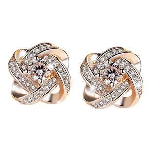 耳钉纯银999银针养耳洞耳饰女2025新款轻奢小众四叶草紫钻日韩