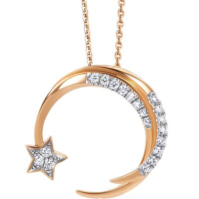 周生生18k金星星钻石项链送礼