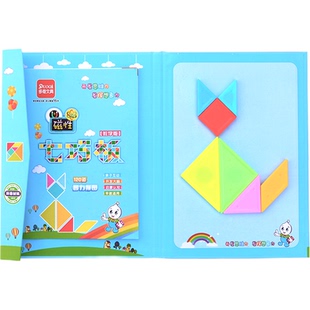 磁力七巧板智力拼图几何图形二年级上册课本同步学具数学教具