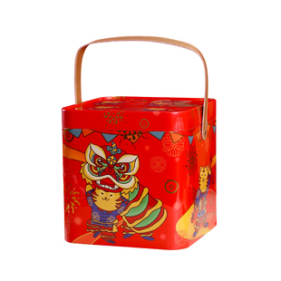 新年手提礼品包装铁盒高档干货零食包装盒空箱子曲奇饼干罐铁皮桶