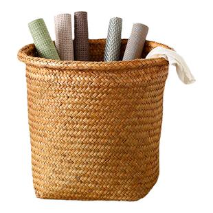 闲储海草田园风编织花盆套垃圾桶废纸篓插花篮画轴篮书法收纳筐