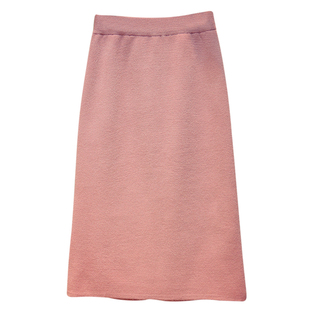 秋冬季新款韩版后开叉中长款针织半身裙女显瘦包臀a字裙高腰纯色