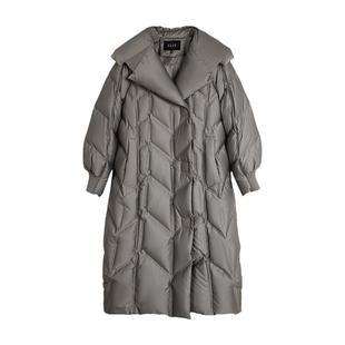 【自营】ELLE90鹅绒灰色长款鹅绒服女2024冬季新款气质休闲羽绒服