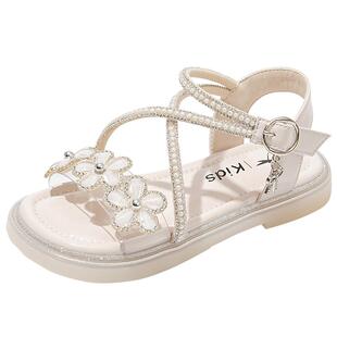 红蜻蜓黑色女童鞋儿童艾莎公主凉鞋2025夏季新款夏款女孩宝宝大童