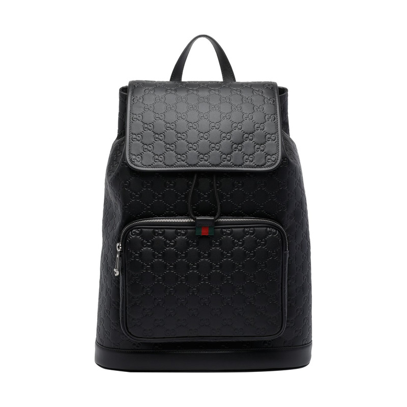 GUCCI 古驰男士黑色emblem真皮双肩包2026早春新款意大利代购正品