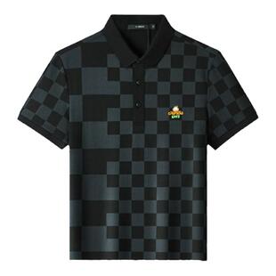 VMEN威曼2022新款格子POLO衫男士韩版刺绣修身休闲短袖衫V022P163