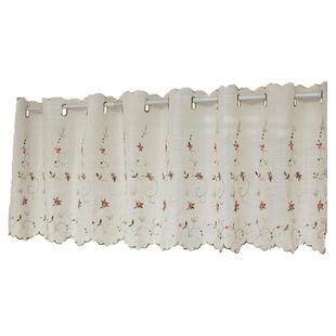 刺绣短款窗帘遮光小窗户半帘短帘厨房飘窗半截纱帘魔术贴咖啡帘