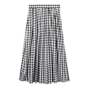 弥古秋冬格子裙小个子百褶半身裙女复古格纹半裙a字高腰法式伞裙
