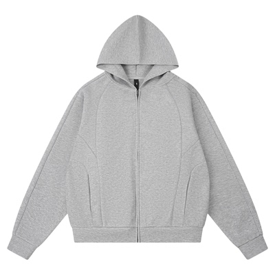 1807雾灰结构空气层开衫卫衣