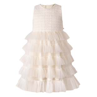 Little Naive秋冬款花呢蛋糕礼服裙女童公主连衣裙儿童法式背心裙