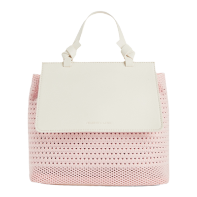 时尚拼色编织双肩背包女