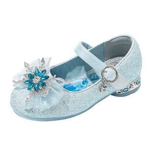 FVM女童鞋子儿童公主水晶鞋2026春秋款新款艾莎单鞋高跟洋气皮鞋