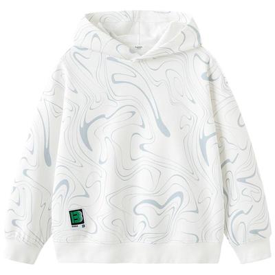 巴拉巴拉男童卫衣中大童宝宝打底衫春秋款童装儿童白色连帽上衣潮