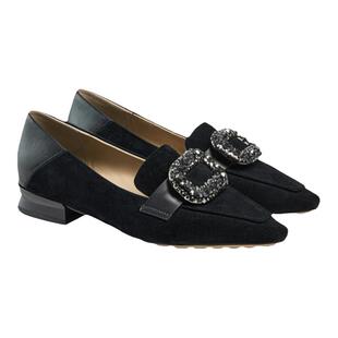 fed尖头单鞋女秋季新款女鞋一脚蹬气质绒面通勤鞋女款D0530-ZC213