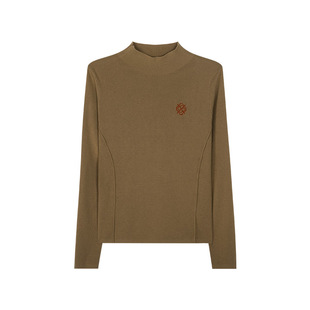 一城画一新款休闲微立领修身打底毛织衫短款套头毛衫纯色